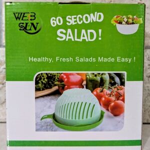 60 Second Salad Maker Bowl Chopper Slicer Cutter w/ Juice Moat NEW